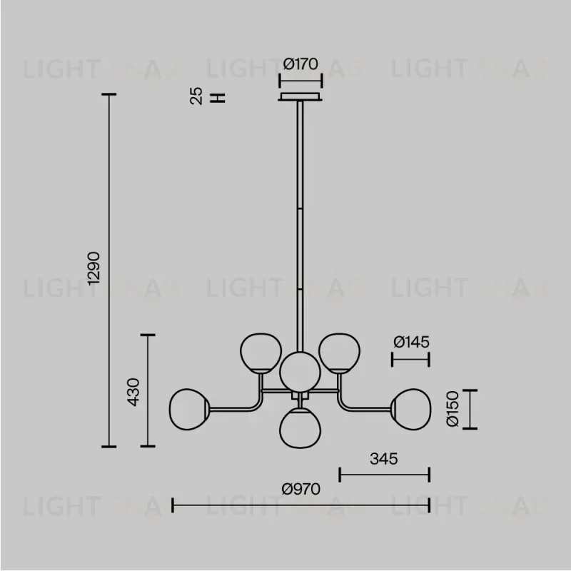 Люстра на штанге Maytoni MOD221-PL-08-G MOD221-PL-08-G