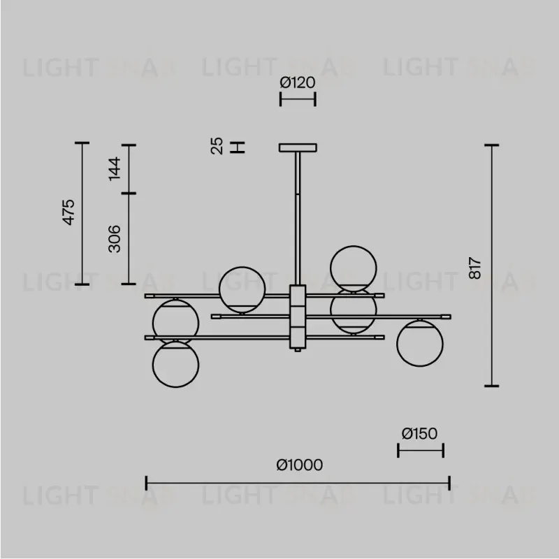 Люстра на штанге Maytoni MOD048PL-06G MOD048PL-06G