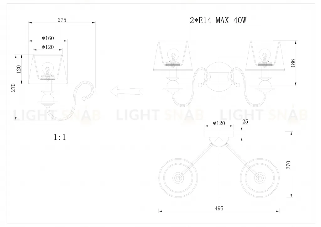 Настенный светильник KM0837W-2 chrome KM0837W-2 chrome