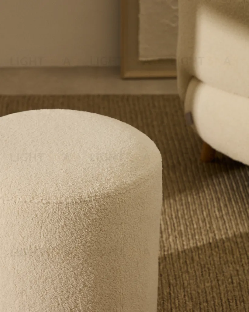 Kaeli Пуф для ног со съемным чехлом из ткани букле цвета экрю 212322