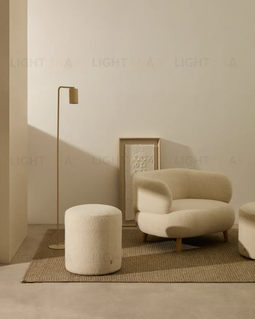 Kaeli Пуф для ног со съемным чехлом из ткани букле цвета экрю 212322