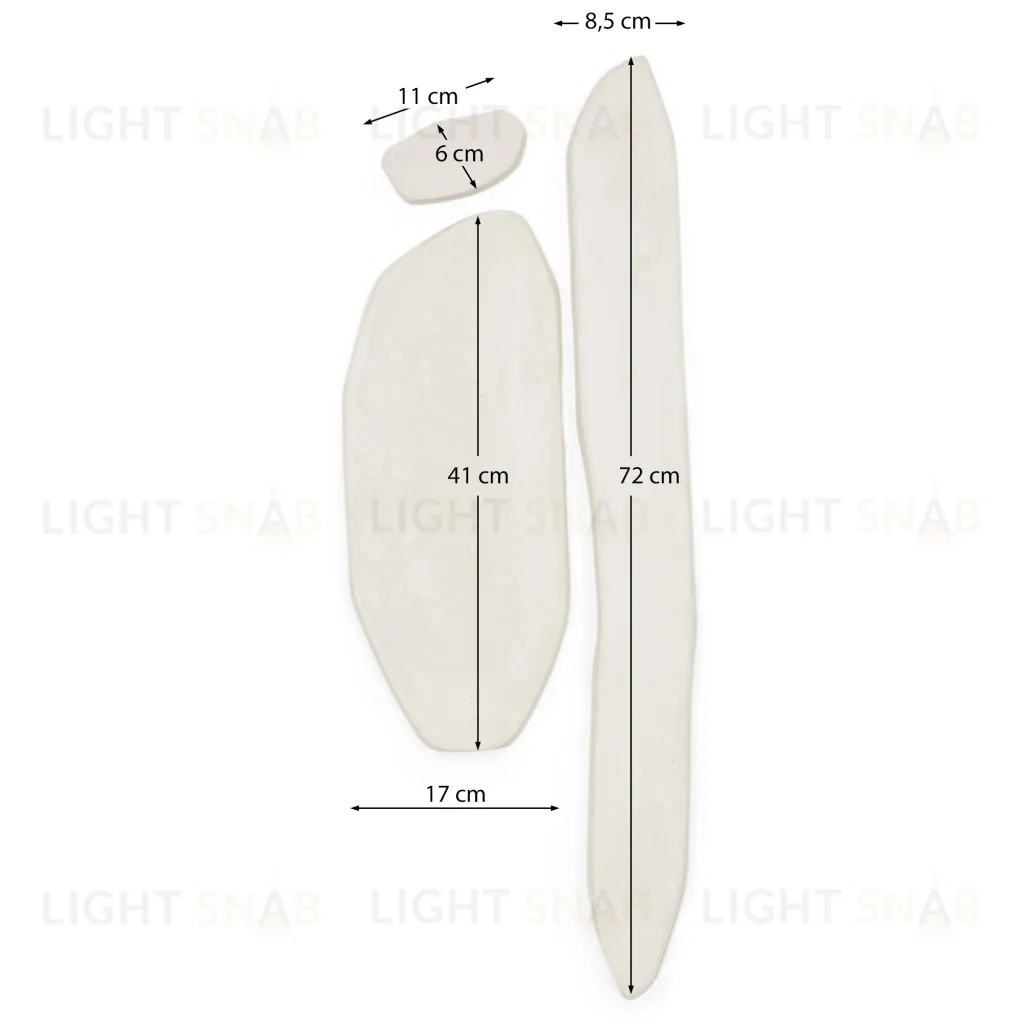 Набор Siluna из 3 удлиненных настенных панелей из белого папье-маше 192273