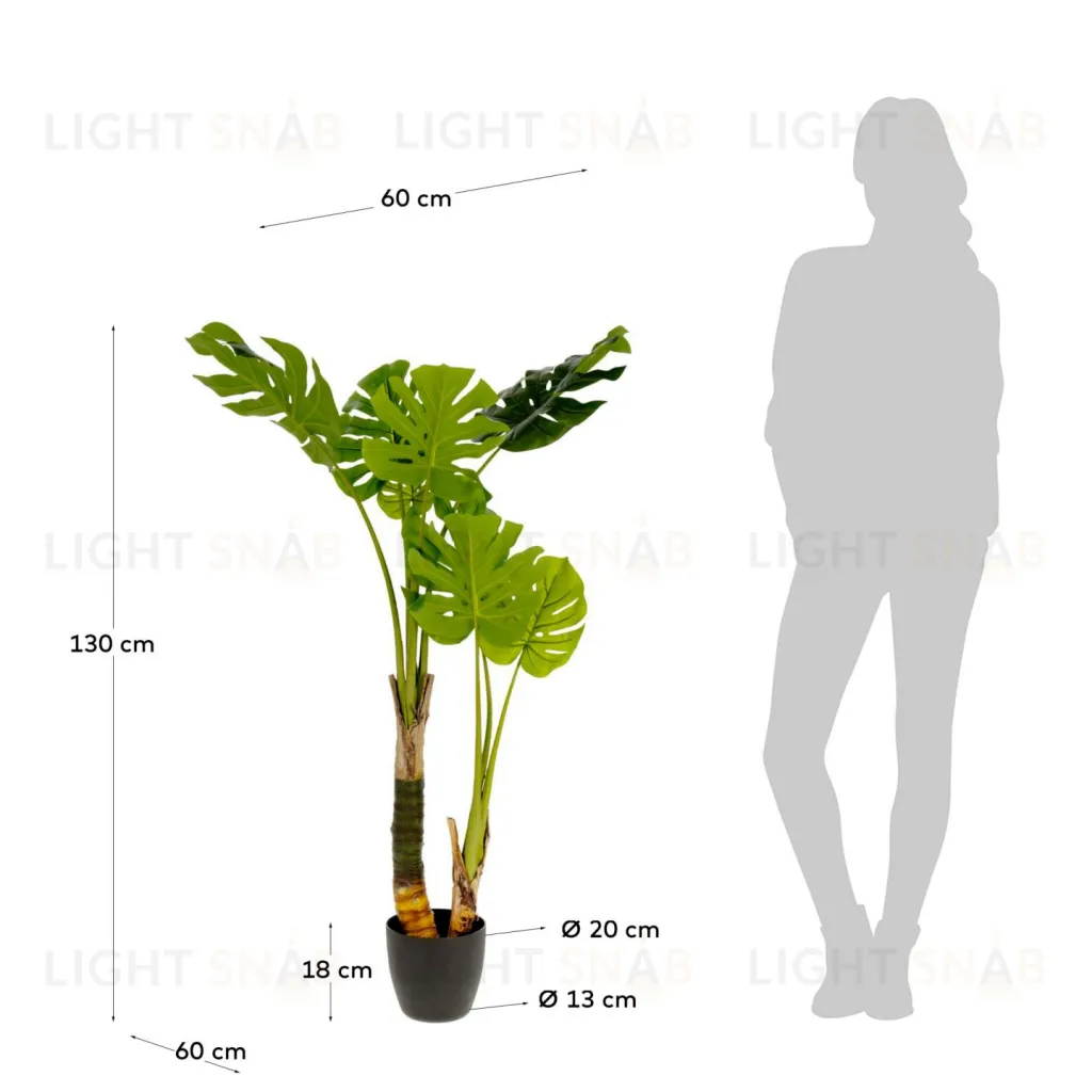 Flower Искусственная монстера в горшке из цемента 130 см 081740