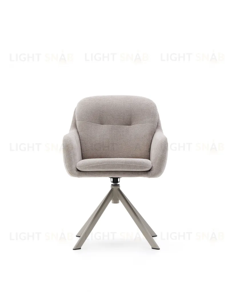 Поворотное кресло Lexa из бежевой синели с бежевыми ножками 229369