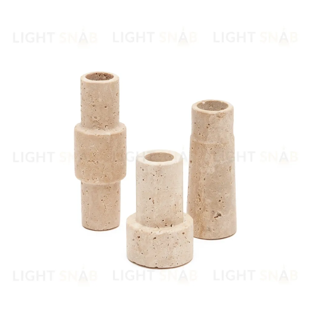 Набор Majid из 3-х подсвечников из бежевого травертина 210380