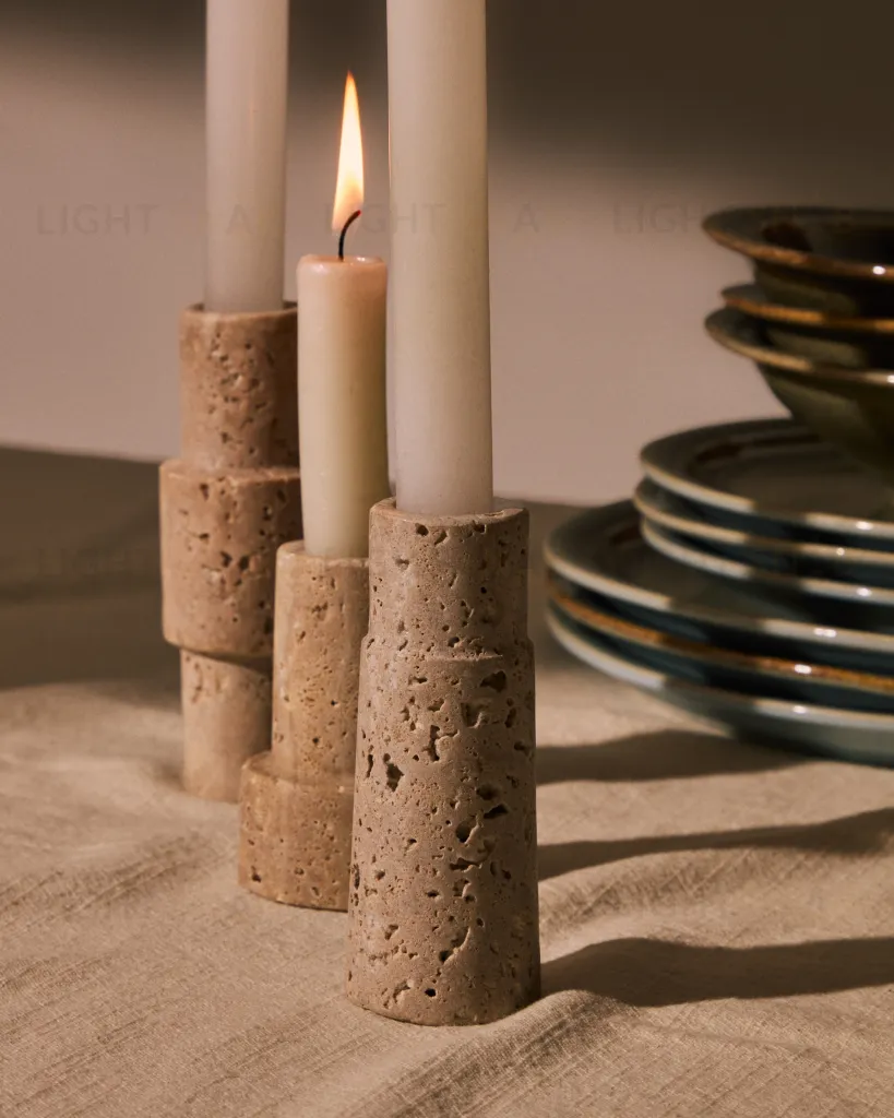 Набор Majid из 3-х подсвечников из бежевого травертина 210380