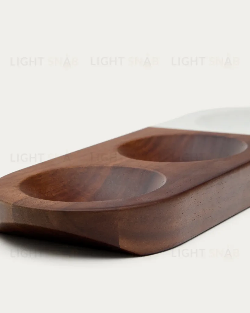 Сервировочный поднос для закусок Tori  из акации и белого мрамор 209261