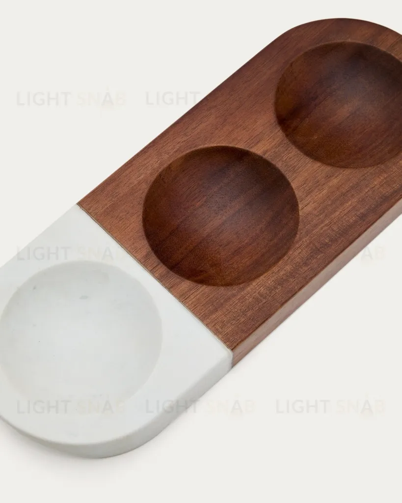 Сервировочный поднос для закусок Tori  из акации и белого мрамор 209261