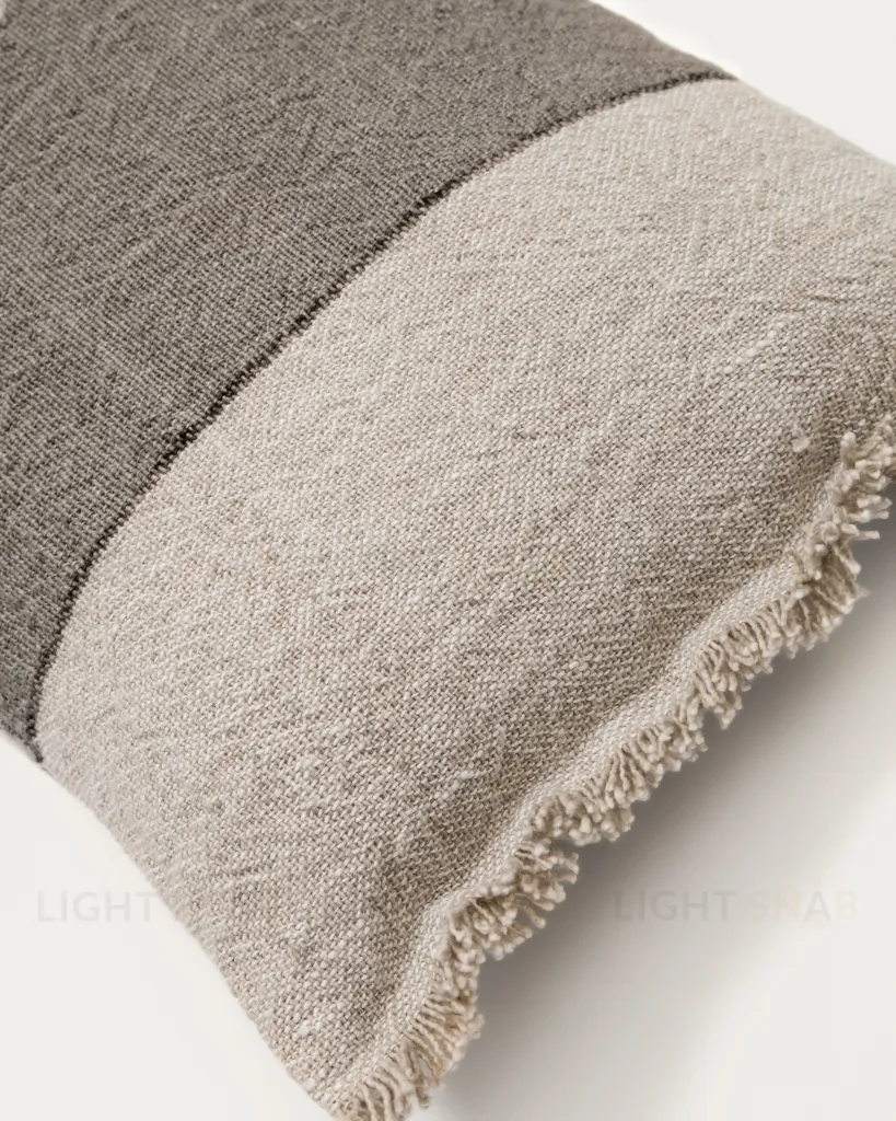 Чехол для подушки Lorin из льна зелёного цвета с бахромой 30 x 50 см 261923