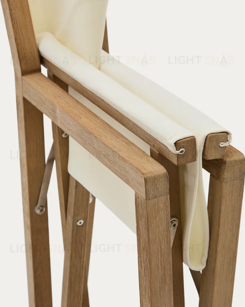 Складной стул Vilara для улицы из акации и текстиля белого цвета 262383