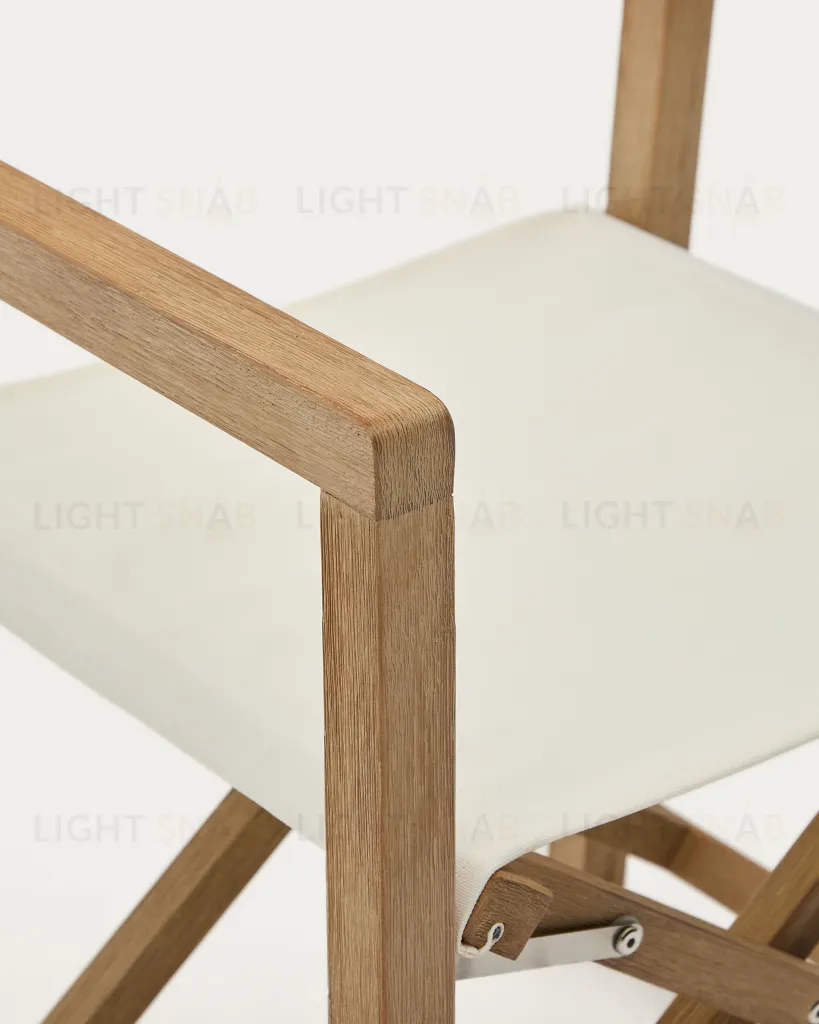 Складной стул Vilara для улицы из акации и текстиля белого цвета 262383