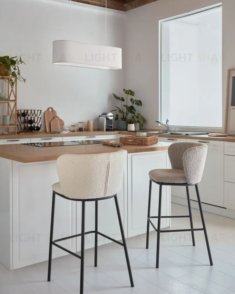 Барный стул Ciselia светло-серый из ткани букле и металла 102 см 110409