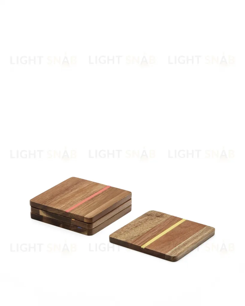 Zairin Набор из 4 подставок из акации и вставками из разноцветного металла 254241