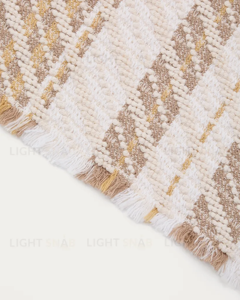 Коврик для ванной Milda из 100% хлопка белого и бежевого цвета с бахромой 50 x 70 см 250696