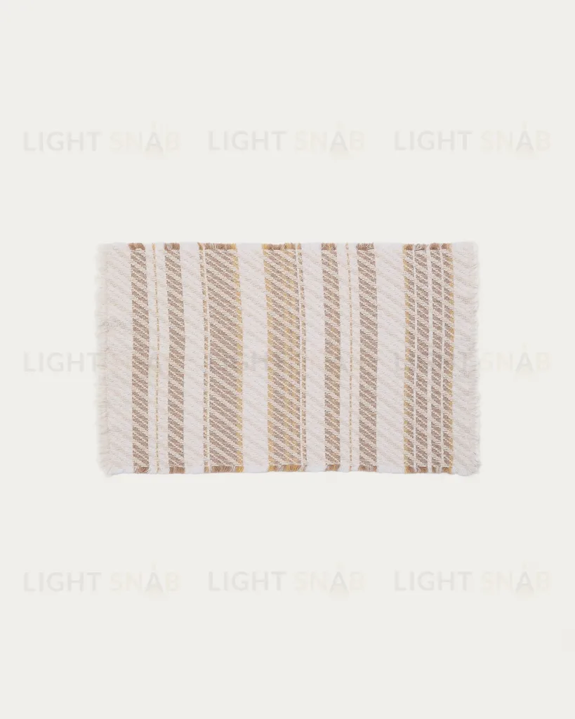 Коврик для ванной Milda из 100% хлопка белого и бежевого цвета с бахромой 50 x 70 см 250696