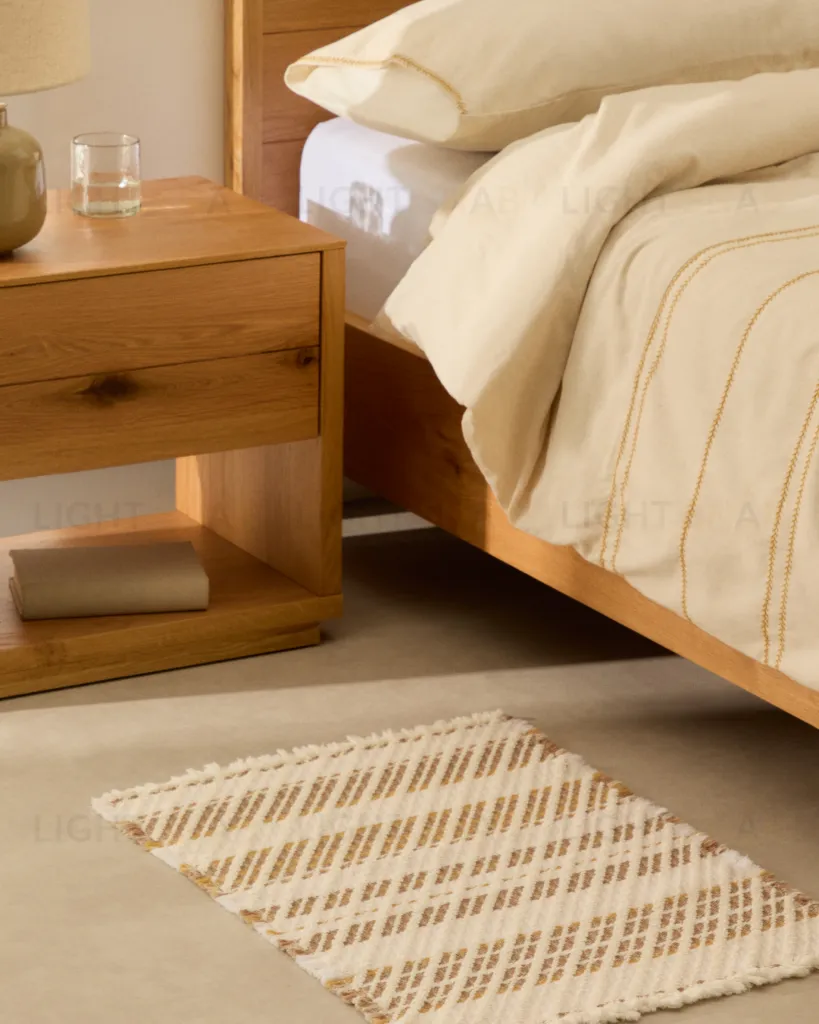 Коврик для ванной Milda из 100% хлопка белого и бежевого цвета с бахромой 50 x 70 см 250696