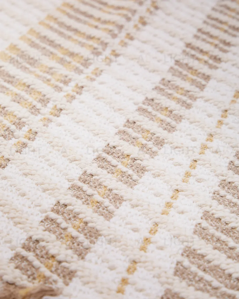 Коврик для ванной Milda из 100% хлопка белого и бежевого цвета с бахромой 50 x 70 см 250696