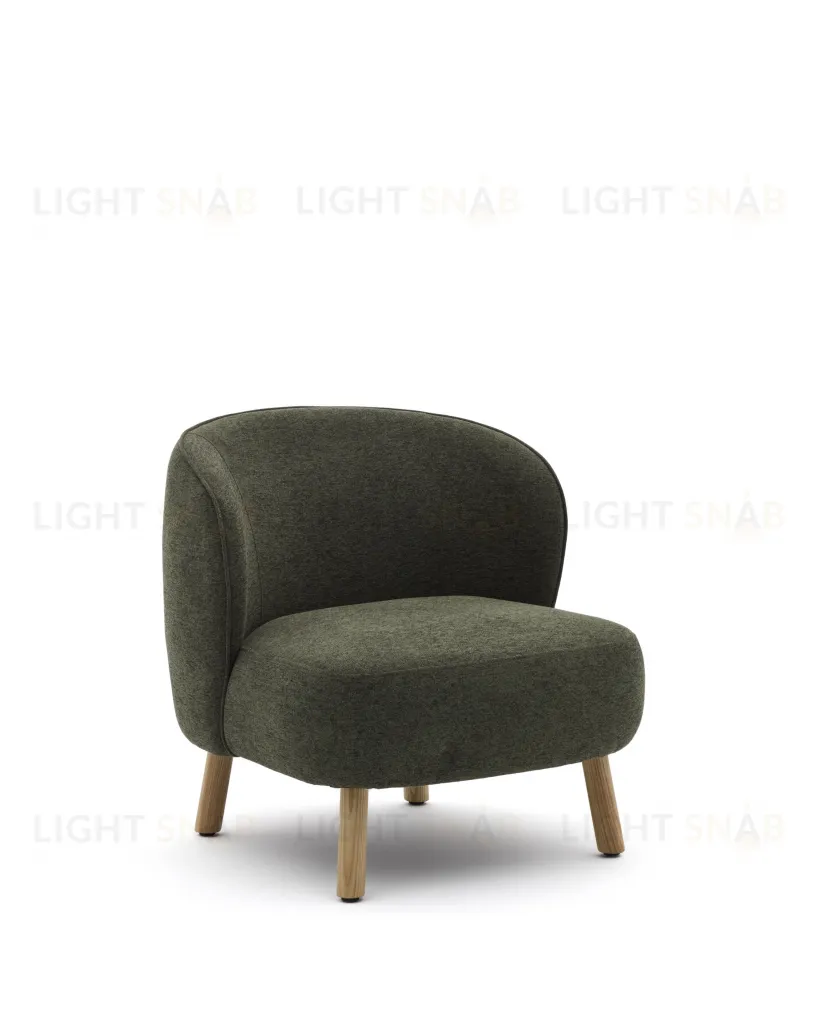 Кресло Ulit из зеленого шенилла с ножками из бука в натуральной отделке 219329
