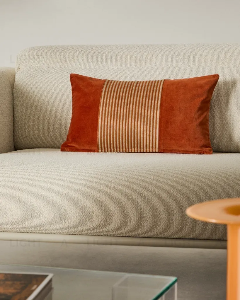 Samit Чехол на подушку из 100% хлопкового бархата с красными полосками 30 x 50 см 210452