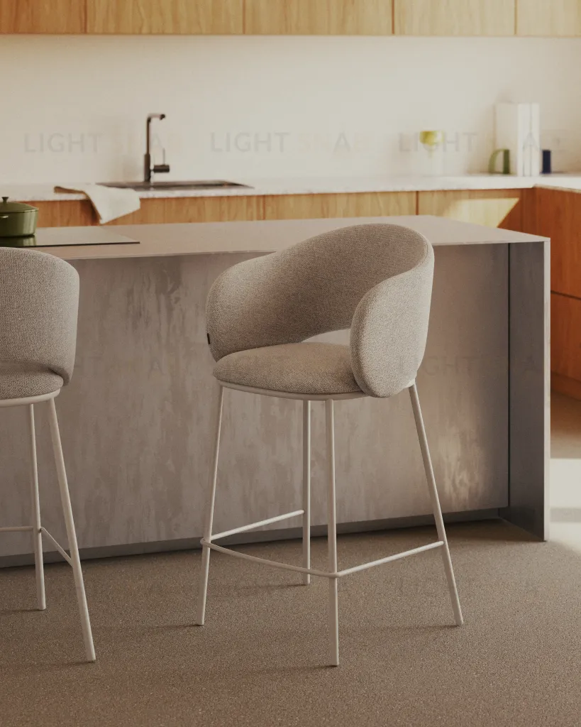 Полубарный стул Maina из бежевой шенилли и ножками в бежевой отделке, 65 см 208249