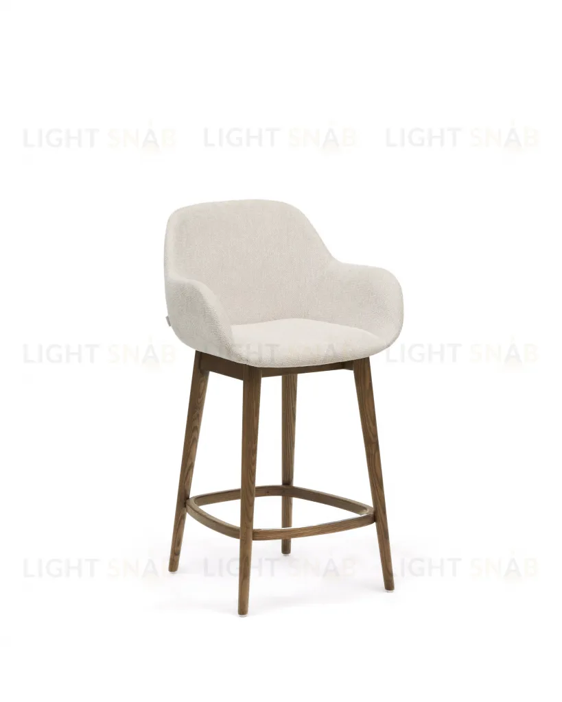 Полубарный стул Konna бежевого цвета с ножками из массива ясеня в темной отделке, 65 см 216178