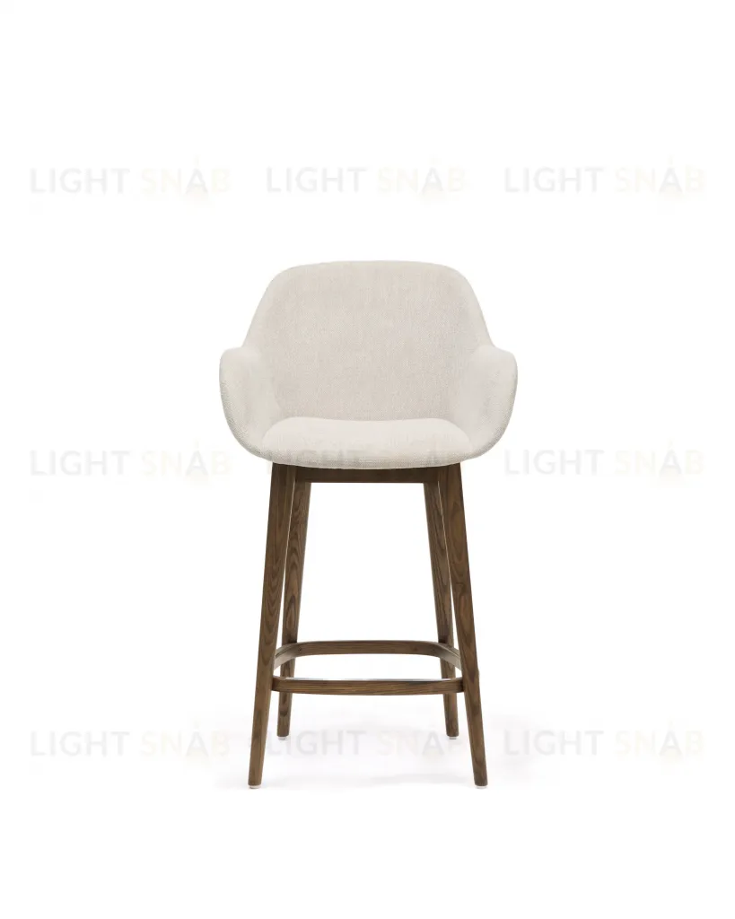 Полубарный стул Konna бежевого цвета с ножками из массива ясеня в темной отделке, 65 см 216178