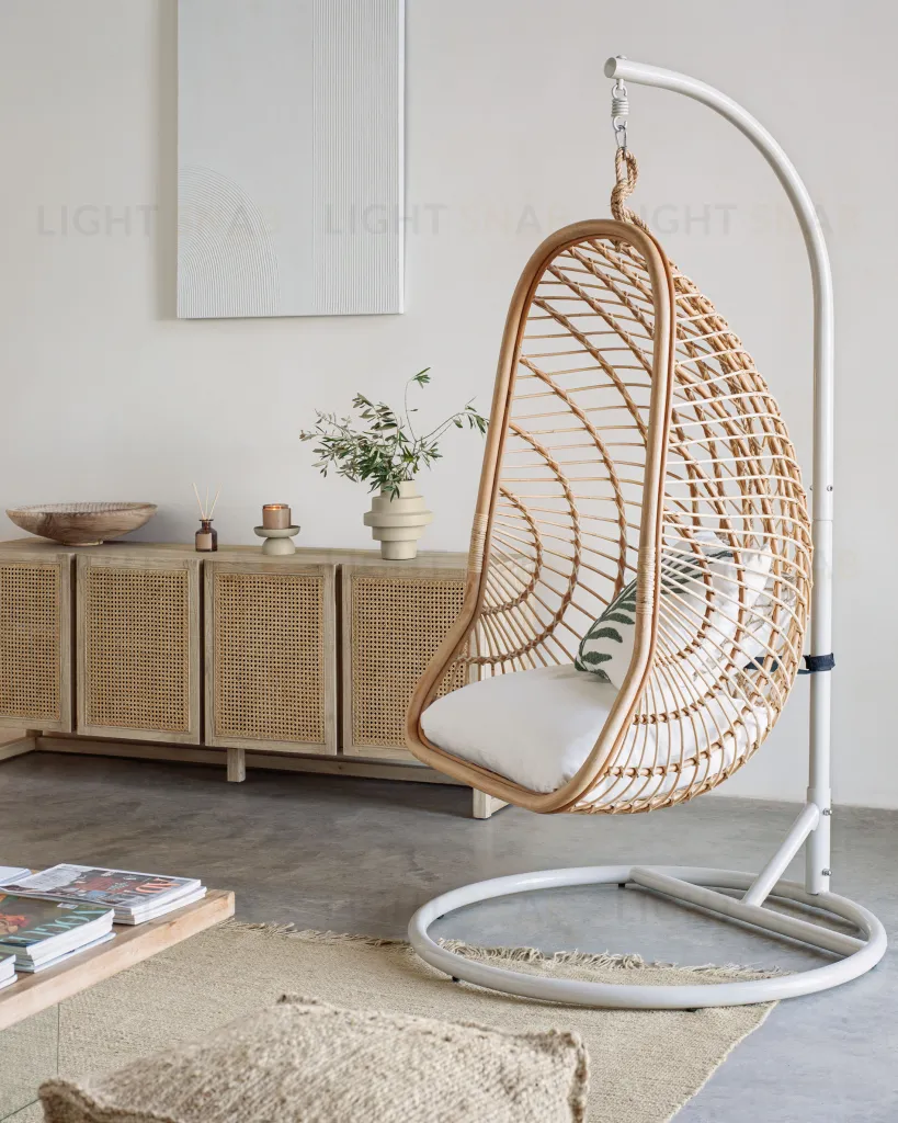 Подвесное кресло Ekaterina ротанг на светло-серой подставке 100039