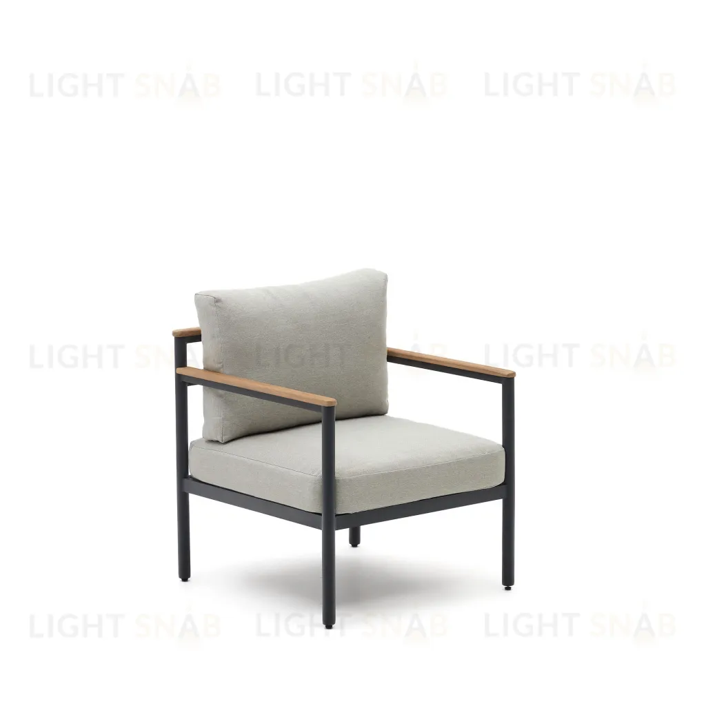 Aiguafreda Набор из 2-местного дивана, 2 кресел и журнального столика из серого алюминия и акации 158150