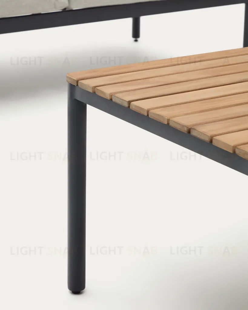 Aiguafreda Набор из 2-местного дивана, 2 кресел и журнального столика из серого алюминия и акации 158150