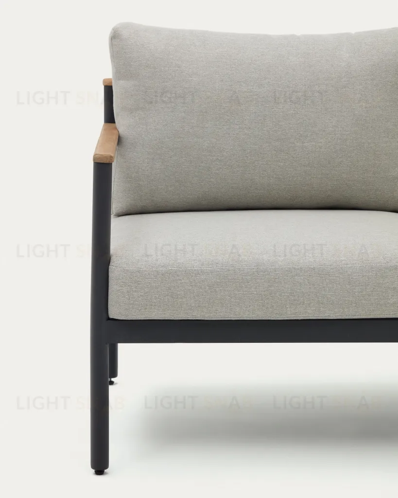 Aiguafreda Набор из 2-местного дивана, 2 кресел и журнального столика из серого алюминия и акации 158150