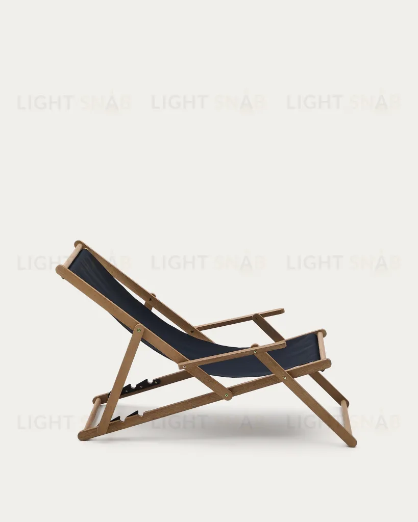 Складное кресло Vilara для улицы из акации и текстиля черного цвета 262387