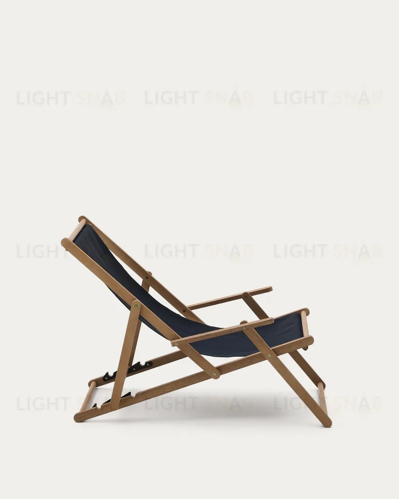 Складное кресло Vilara для улицы из акации и текстиля черного цвета 262387