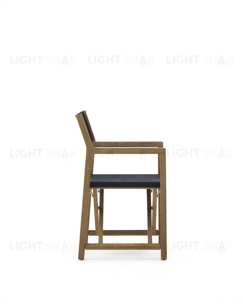 Складное уличное кресло Vilara из акации и текстиля черного цвета 262381