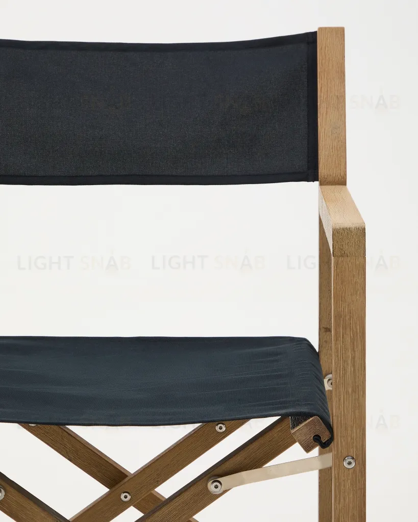 Складное уличное кресло Vilara из акации и текстиля черного цвета 262381