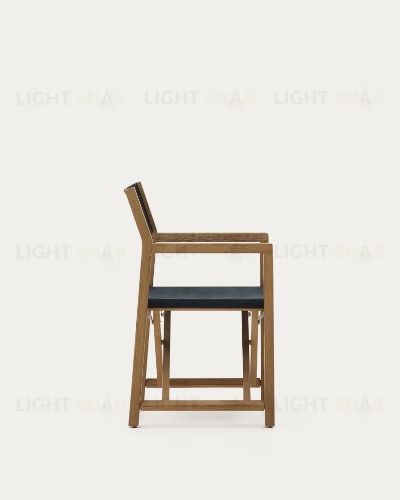 Складное уличное кресло Vilara из акации и текстиля черного цвета 262381