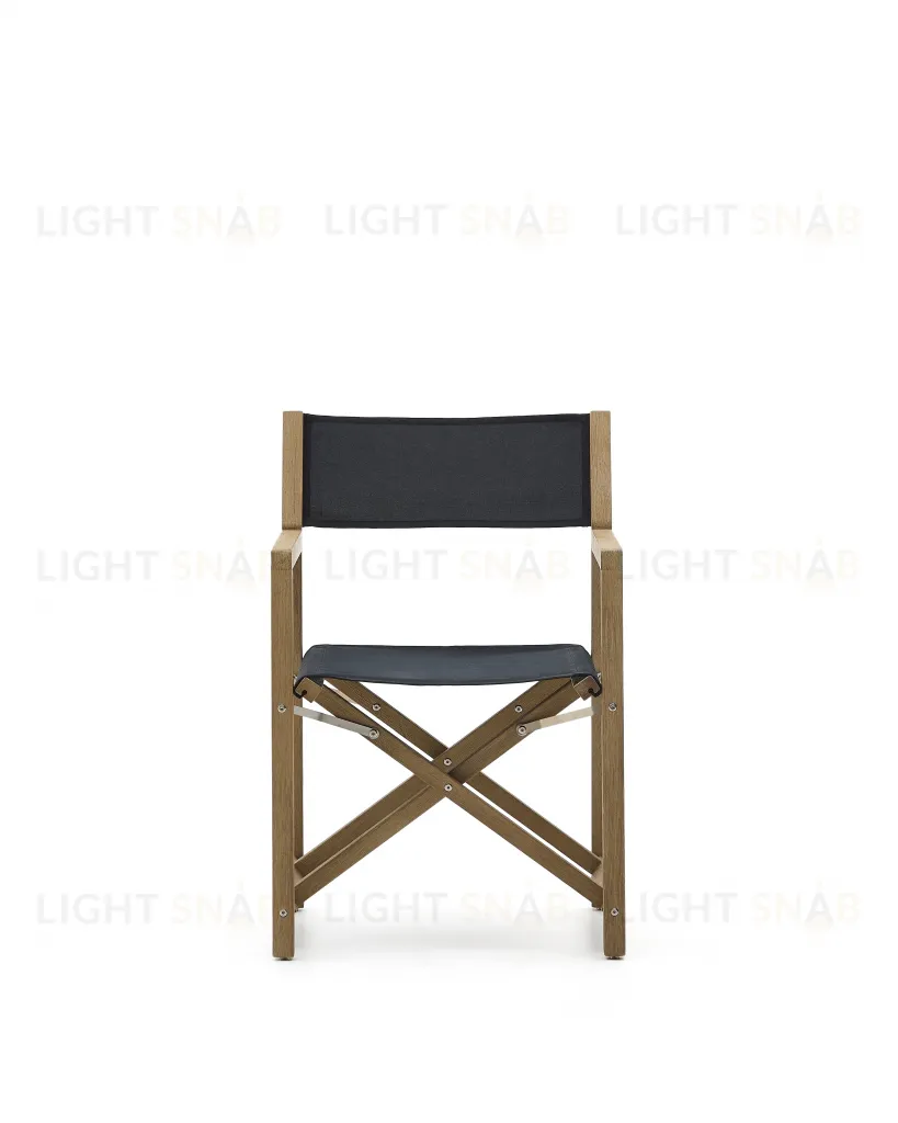 Складное уличное кресло Vilara из акации и текстиля черного цвета 262381