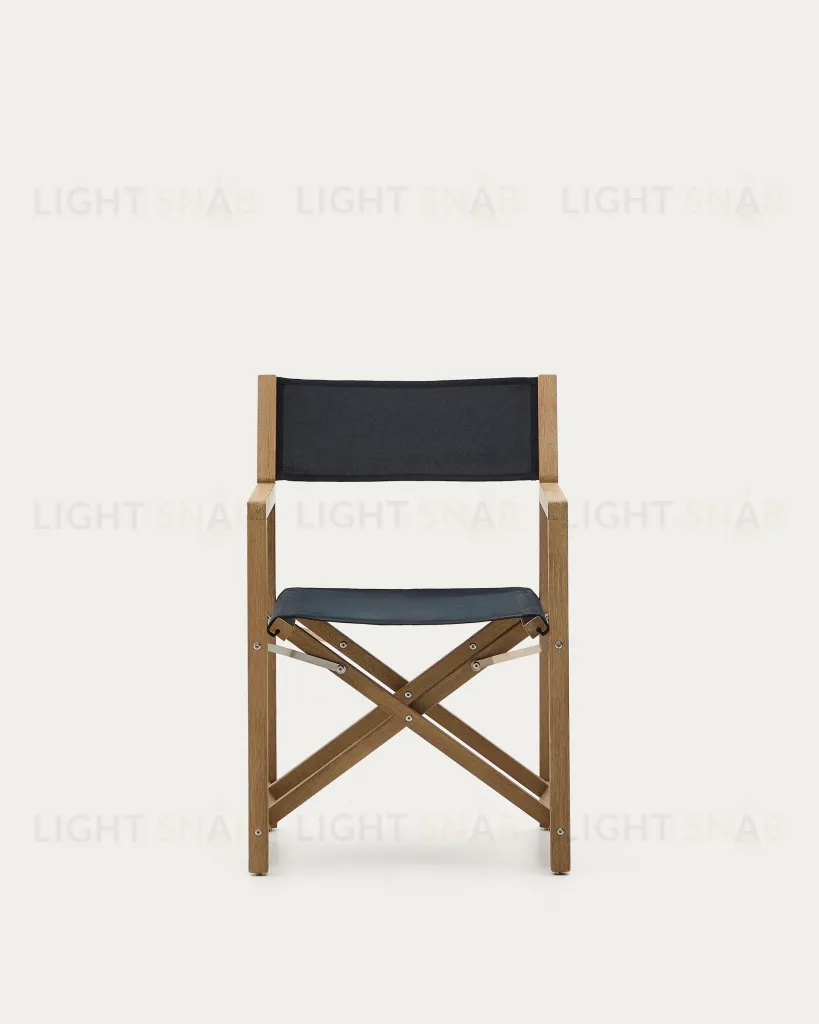 Складное уличное кресло Vilara из акации и текстиля черного цвета 262381