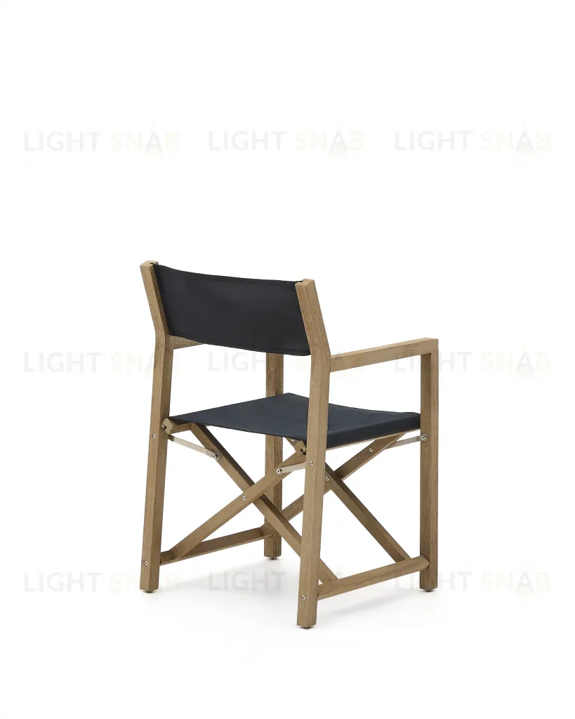 Складное уличное кресло Vilara из акации и текстиля черного цвета 262381