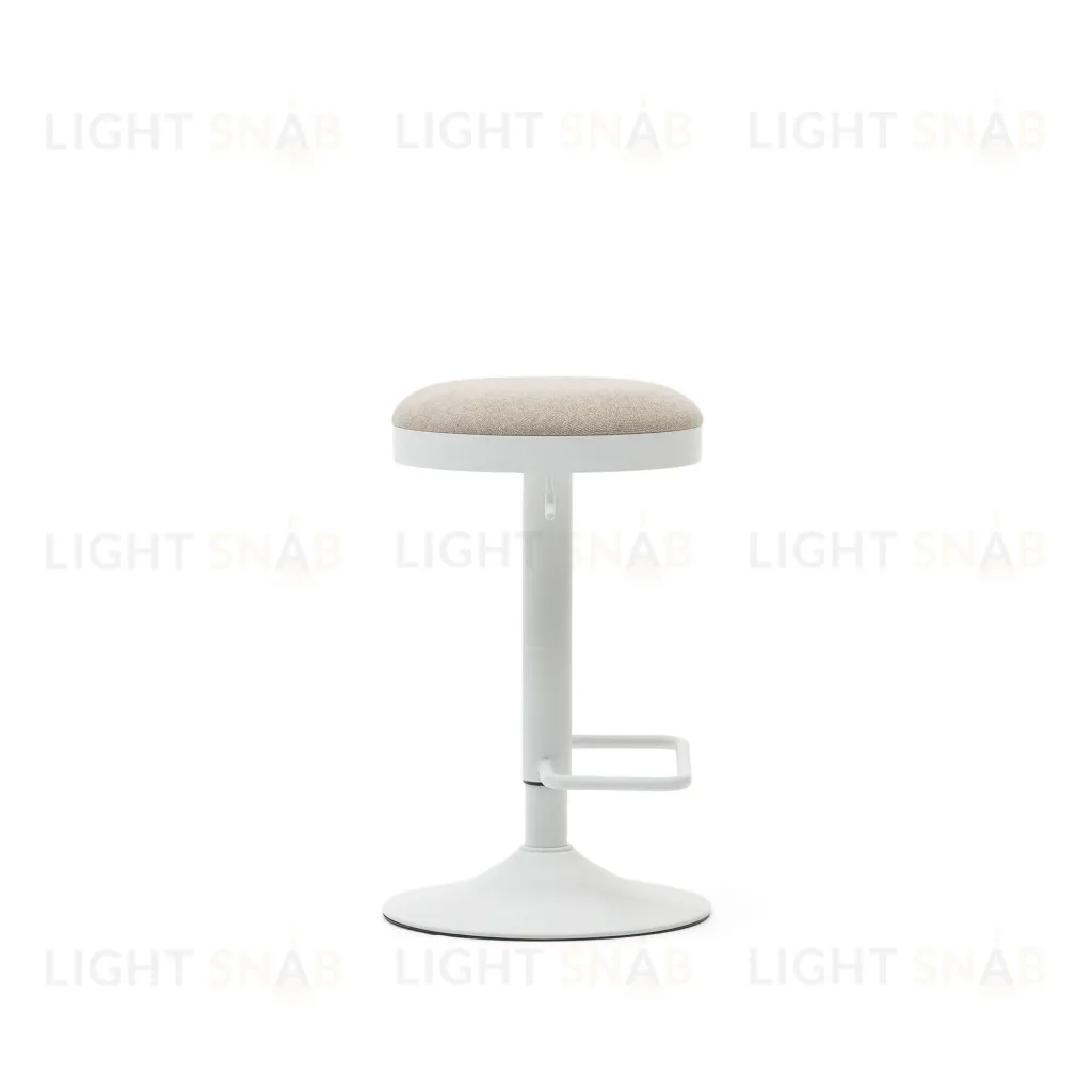 Табурет Zaib из бежевой синели и белой матовой стали, высота 58-80 см. 166643