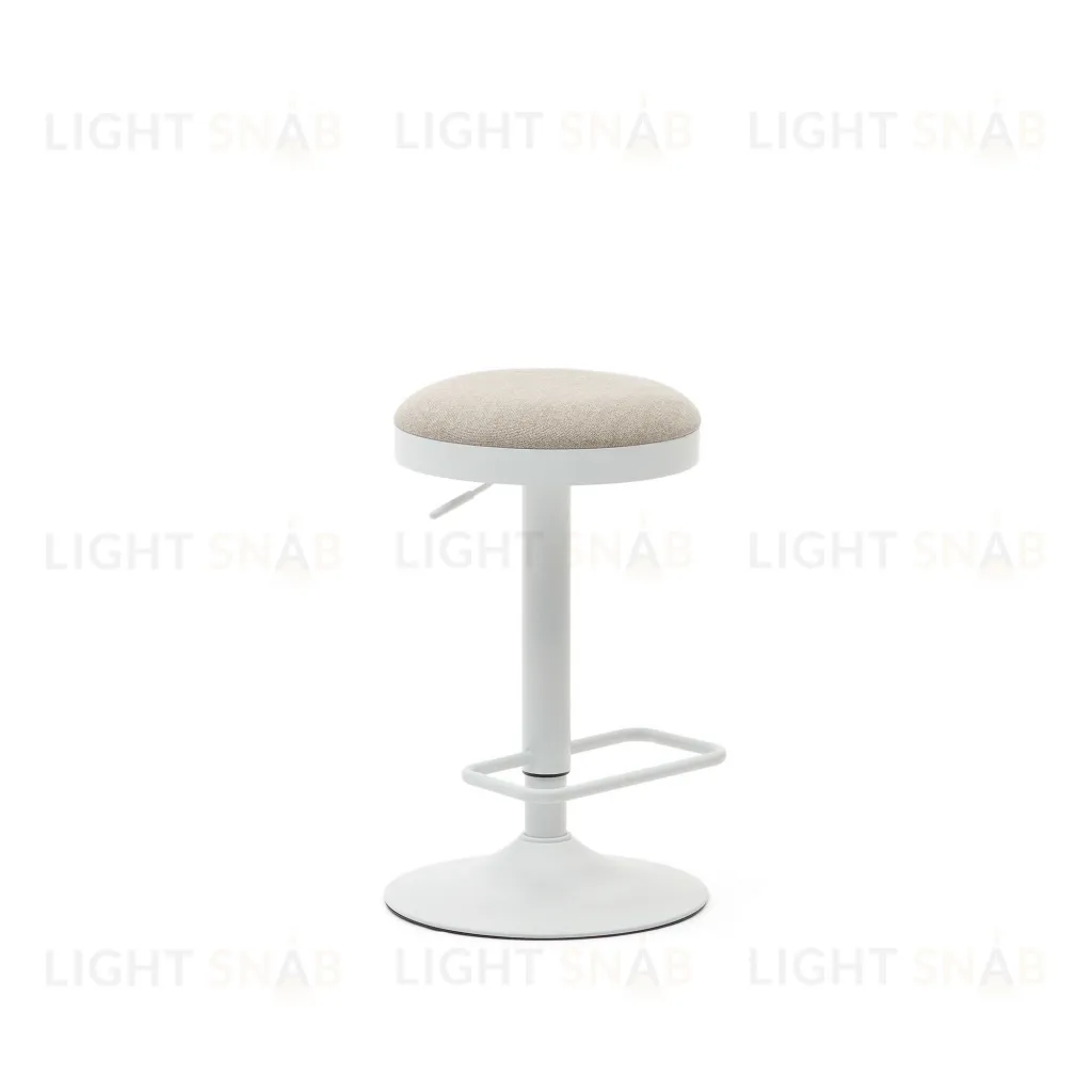 Табурет Zaib из бежевой синели и белой матовой стали, высота 58-80 см. 166643