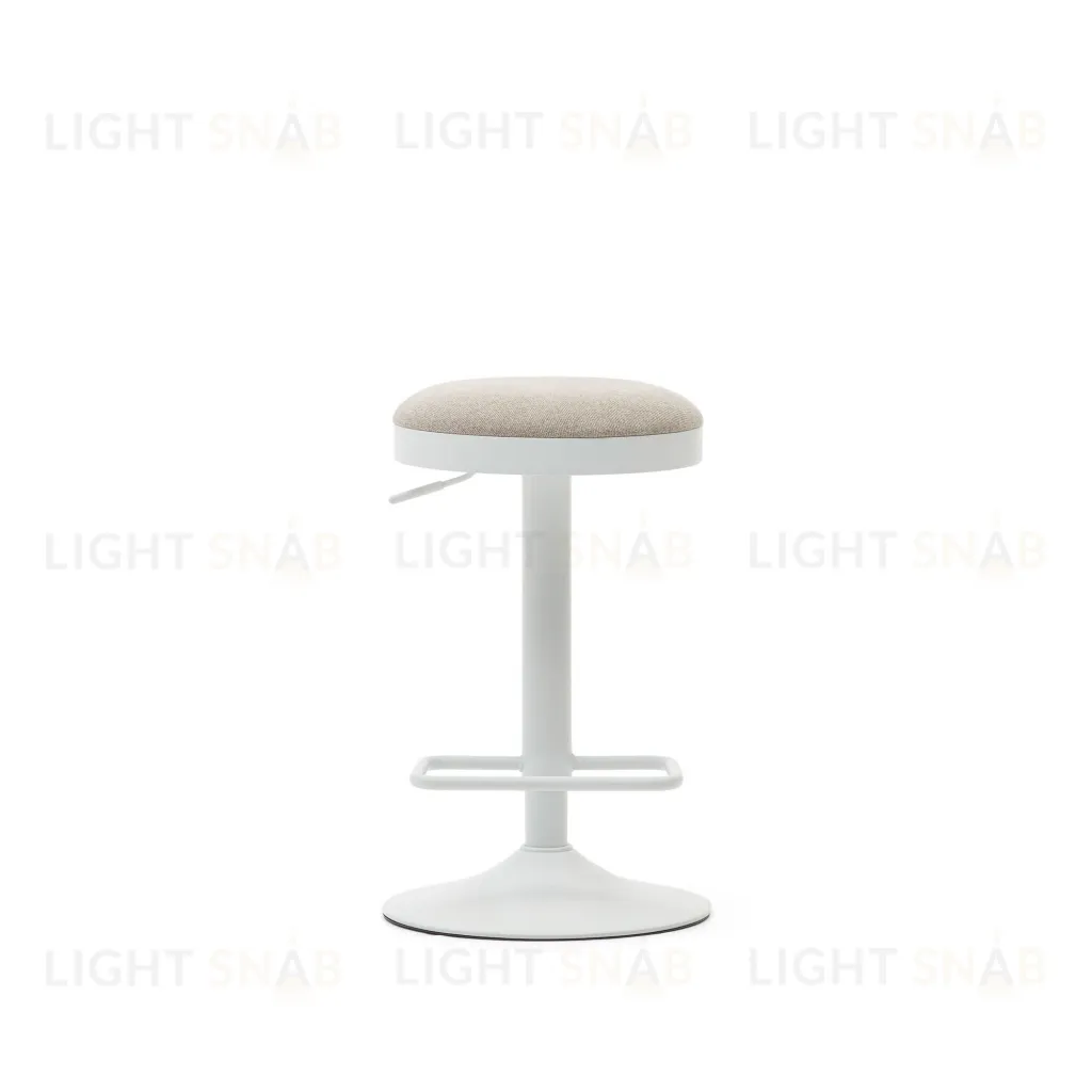 Табурет Zaib из бежевой синели и белой матовой стали, высота 58-80 см. 166643