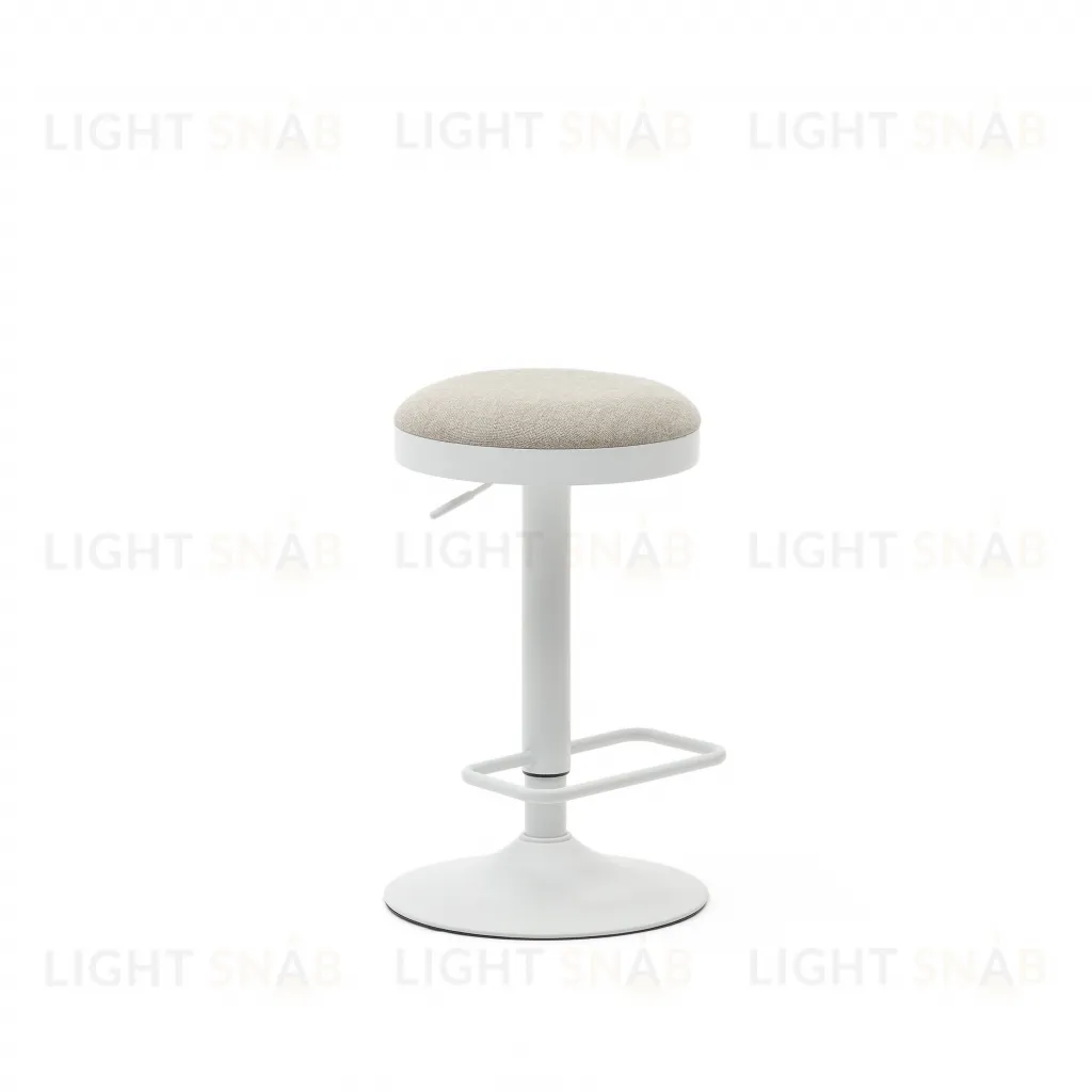 Табурет Zaib из бежевой синели и белой матовой стали, высота 58-80 см. 166643