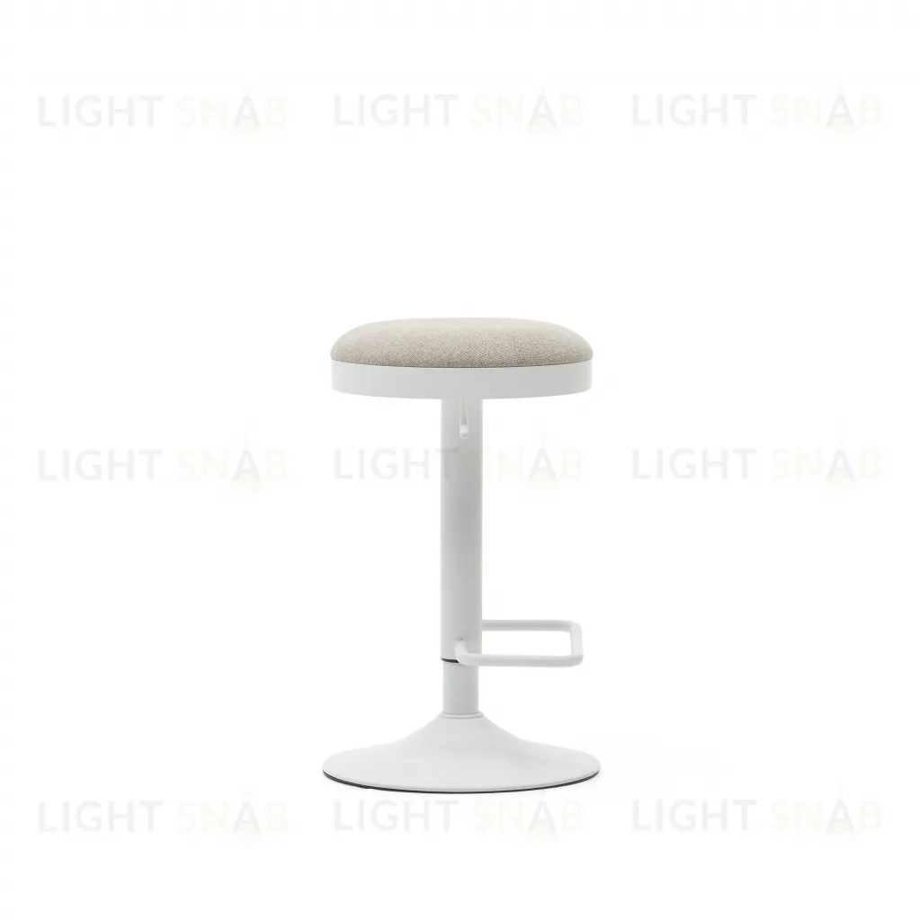 Табурет Zaib из бежевой синели и белой матовой стали, высота 58-80 см. 166643