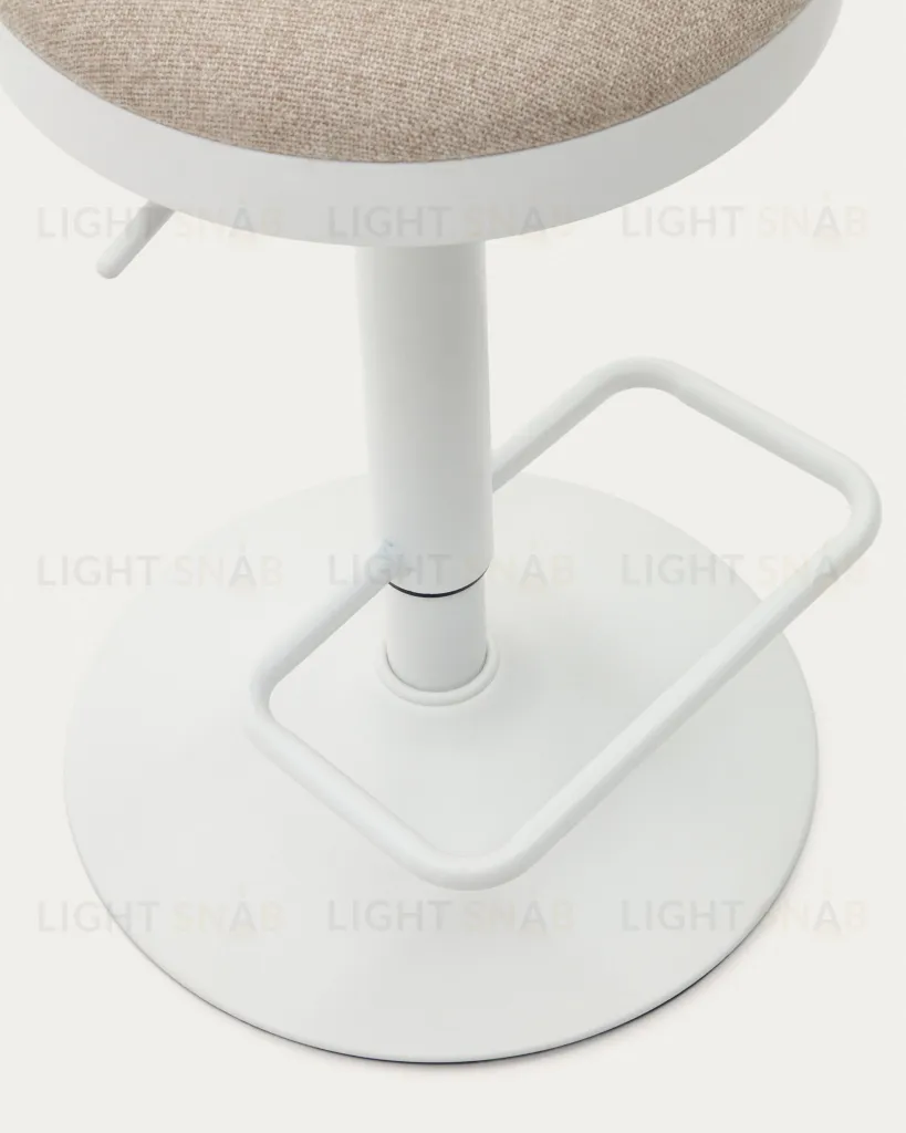 Табурет Zaib из бежевой синели и белой матовой стали, высота 58-80 см. 166643