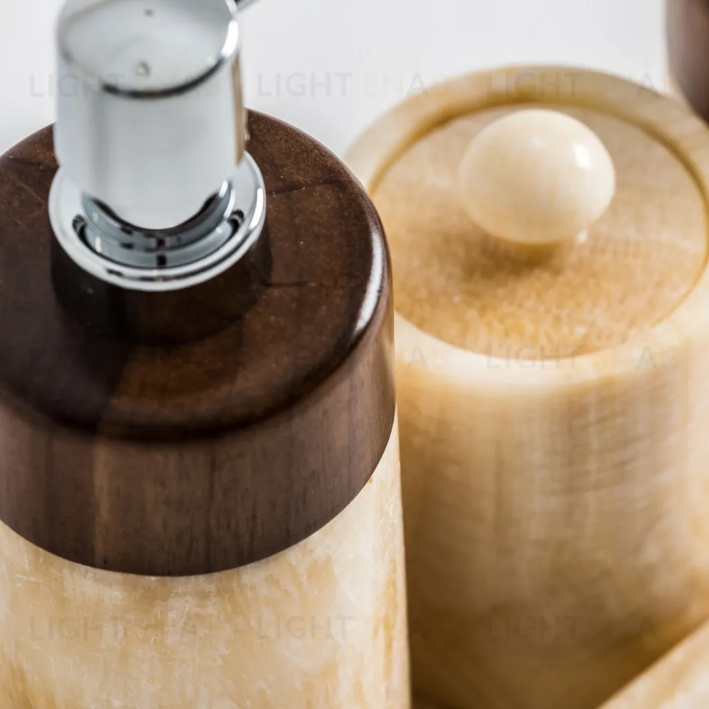 Набор для ванной из 4 предметов NEPTUNO из оникса, цвет слоновая кость 170807