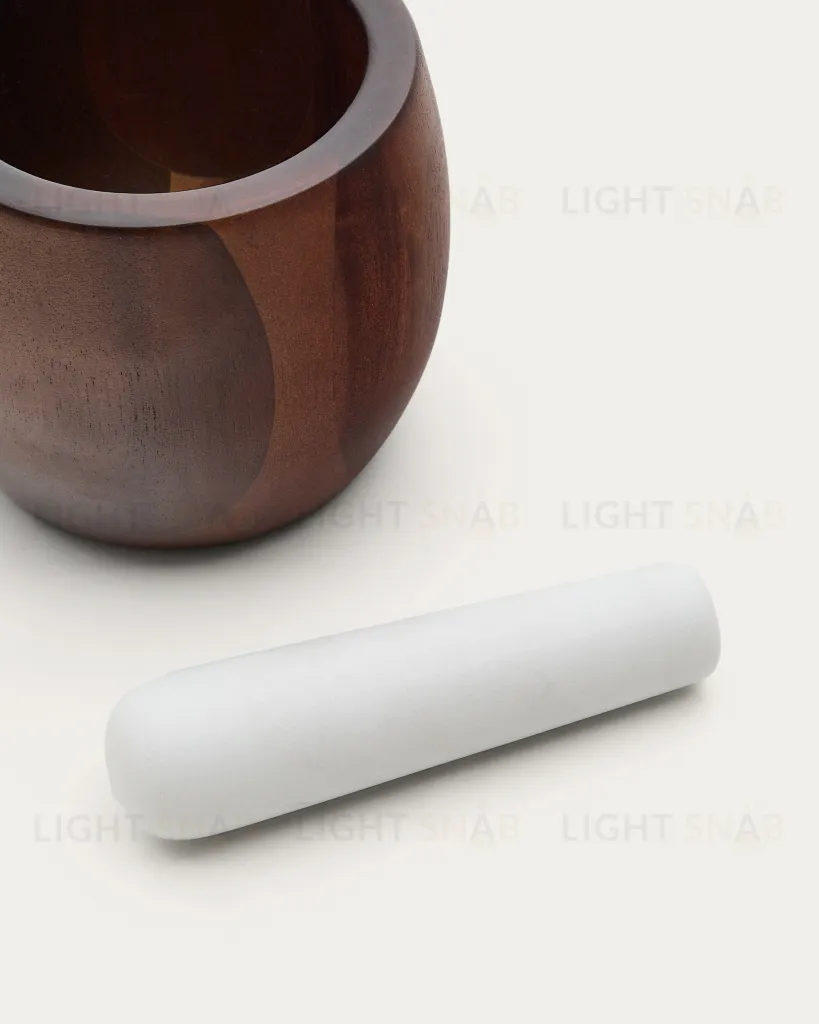 Ступка и пестик Tori из акации и белого мрамора 214546