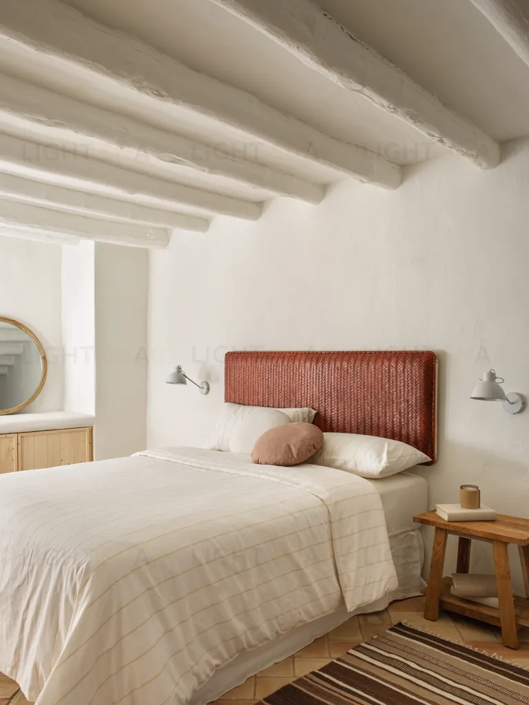 Изголовье кровати Natesa из массива тика и кожи 163 x 60 см 101086