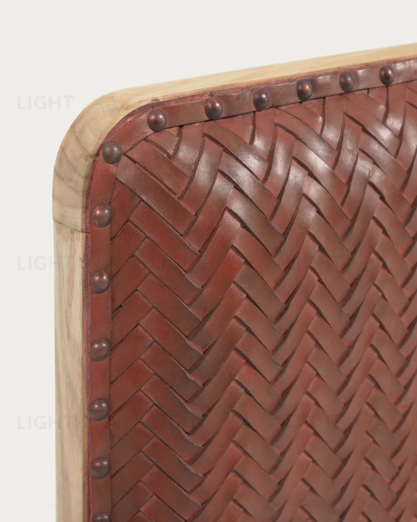 Изголовье кровати Natesa из массива тика и кожи 163 x 60 см 101086