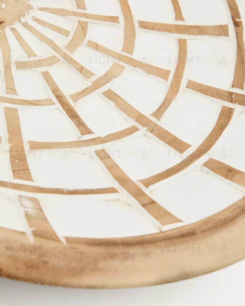 Настенная панель Mely из массива дерева альбиция белая Ø 50 см 101081