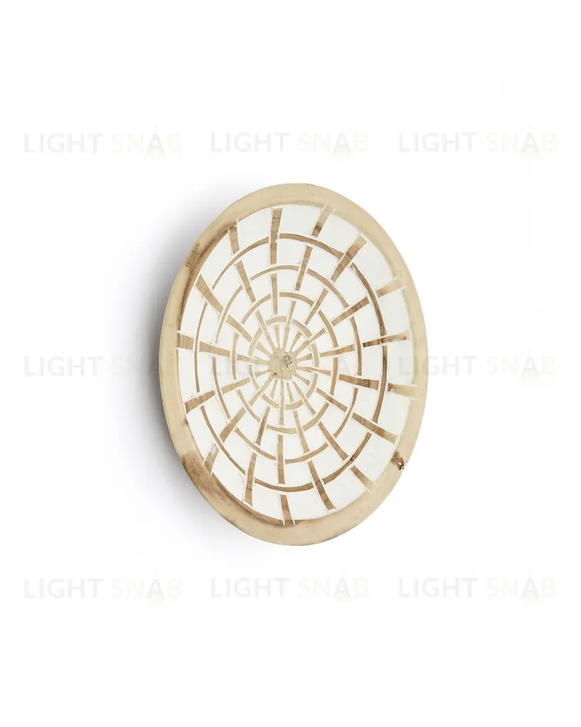 Настенная панель Mely из массива дерева альбиция белая Ø 50 см 101081